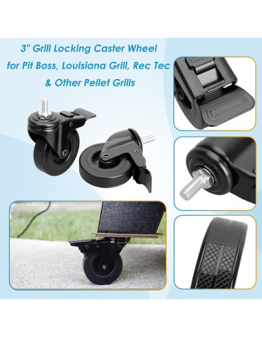 Ruedas de Caster con Bloqueo BBQration 3" para Pit Boss