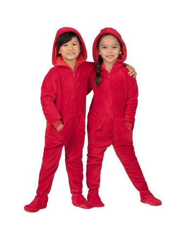 Pijamas con pies y capucha unisex Pijamas con pies Rojo Fuego