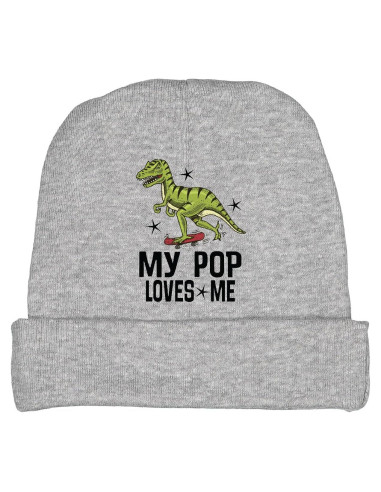 Gorro de Bebé Inktastic Mi Pop Me Quiere Dinosaurio Gris