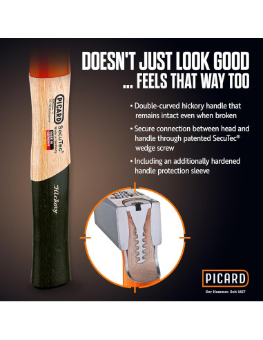 Martillo de minería Picard SecuTec 1250g - Acero aleado