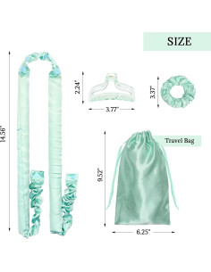 Juego de Rizado Sin Calor BABYSHEEP - Banda de Satén Verde 5 Unidades 2