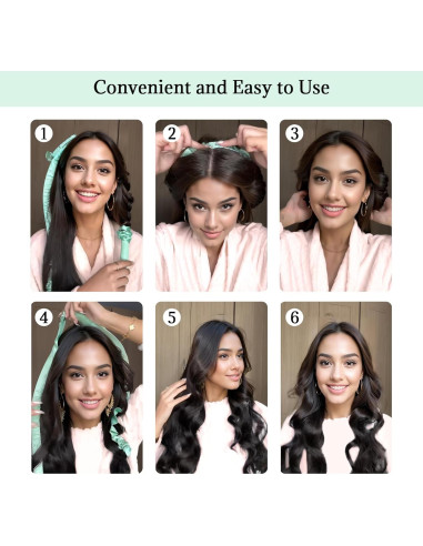 Juego de Rizado Sin Calor BABYSHEEP - Banda de Satén Verde 5 Unidades