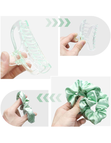 Juego de Rizado Sin Calor BABYSHEEP - Banda de Satén Verde 5 Unidades