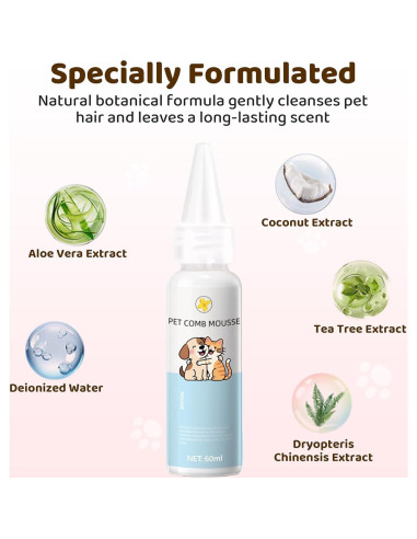 Cepillo de Aseo para Mascotas Hotoo 6 en 1 Rosa con Champú