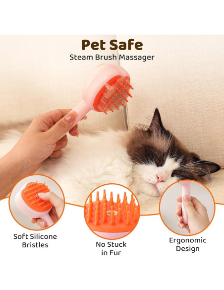 Cepillo de Aseo para Mascotas Hotoo 6 en 1 Rosa con Champú