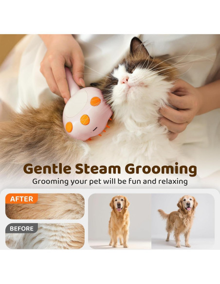 Cepillo de Aseo para Mascotas Hotoo 6 en 1 Rosa con Champú
