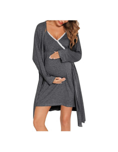 Conjunto de Bata y Camisón de Lactancia SWOMOG 2 Piezas
