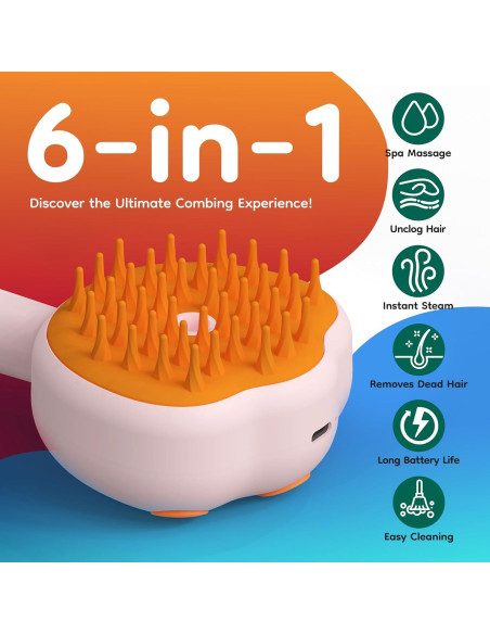 Cepillo de Aseo para Mascotas Hotoo 6 en 1 Rosa con Champú