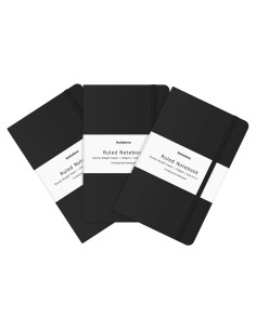 Cuaderno Huhuhero Tapa Dura 120gsm Negro 5x8" - Pack de 3