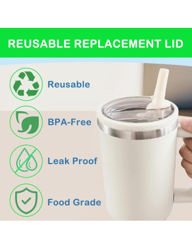 Tapa de repuesto con popote flip HAIYUUS para Stanley 40 oz - 2 piezas