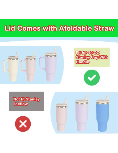 Tapa de repuesto con popote flip HAIYUUS para Stanley 40 oz - 2 piezas