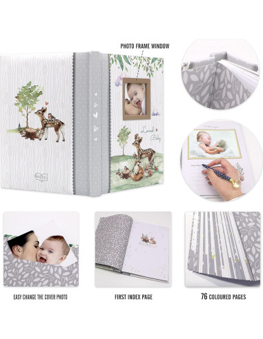 Libro de Memorias del Bebé Holoary 76 Páginas Animales Bosque