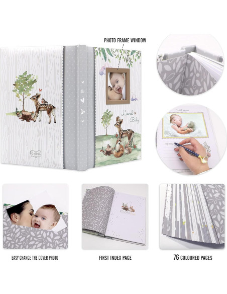 Libro de Memorias del Bebé Holoary 76 Páginas Animales Bosque