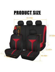 Funda de Asiento de Coche Zpana Juego Completo Universal Rojo 2