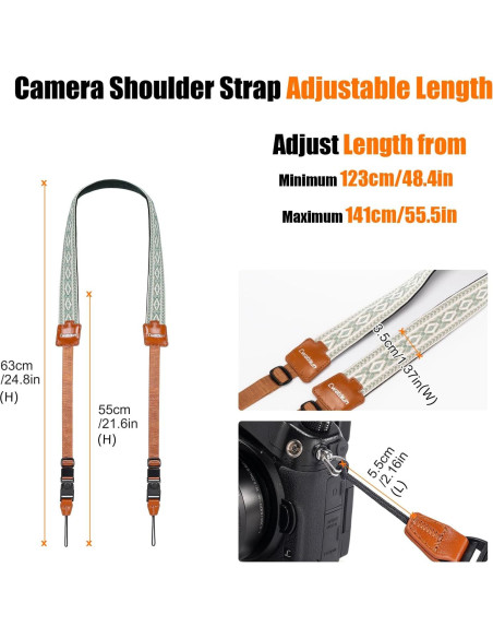 Correa de Cámara Cwatcun Floral Bohemia Ajustable 120-140 cm