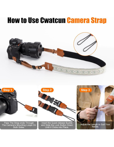 Correa de Cámara Cwatcun Floral Bohemia Ajustable 120-140 cm