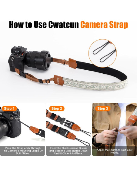 Correa de Cámara Cwatcun Floral Bohemia Ajustable 120-140 cm