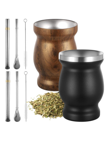 Set de Tazas de Yerba Mate OMISTAR 2 Piezas Acero Inoxidable 8 oz