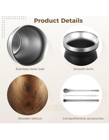 Set de Tazas de Yerba Mate OMISTAR 2 Piezas Acero Inoxidable 8 oz