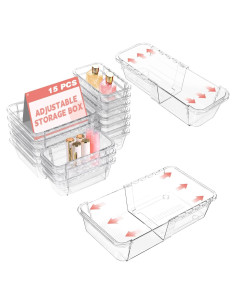 Organizador de Cajones Ajustable Hiitytin 15 Piezas Transparente