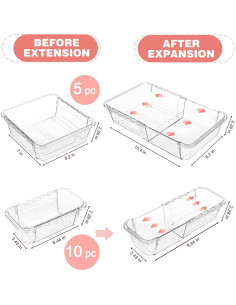 Organizador de Cajones Ajustable Hiitytin 15 Piezas Transparente 2