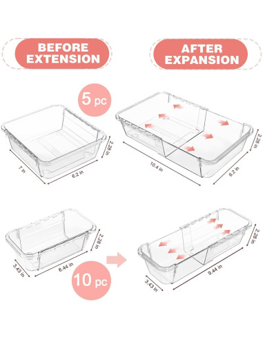 Organizador de Cajones Ajustable Hiitytin 15 Piezas Transparente