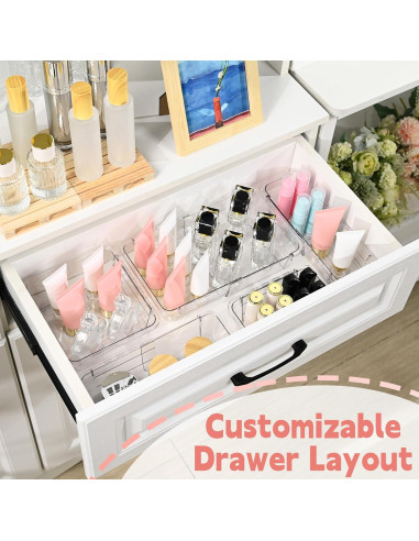 Organizador de Cajones Ajustable Hiitytin 15 Piezas Transparente