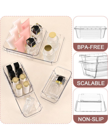 Organizador de Cajones Ajustable Hiitytin 15 Piezas Transparente