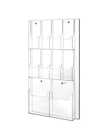 Soporte de Folletos Acrílico Weysat Montaje en Pared 10 Bolsillos
