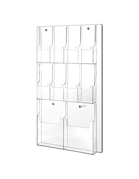 Soporte de Folletos Acrílico Weysat Montaje en Pared 10 Bolsillos