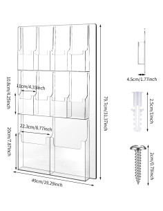 Soporte de Folletos Acrílico Weysat Montaje en Pared 10 Bolsillos 2