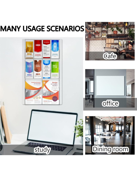 Soporte de Folletos Acrílico Weysat Montaje en Pared 10 Bolsillos