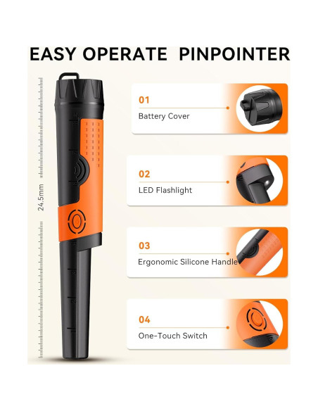 Detector de Metales SUNPOW OTMD12 Pinpointer Impermeable 360