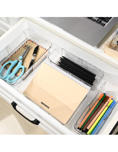Organizador de Cajones Ajustable Hiitytin 15 Piezas Transparente