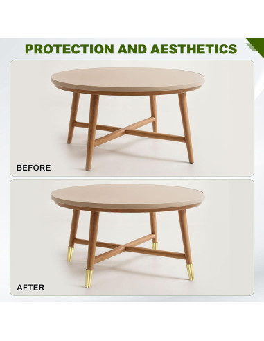 Cubiertas de Pies de Muebles uxcell Metal Dorado 4 Pcs 2.54x5.08cm