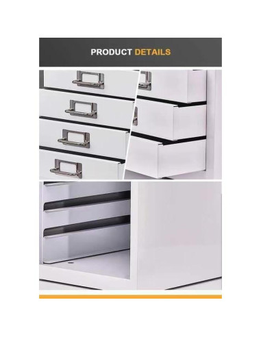 Archivador de Metal 10 Cajones Genérico Blanco para Oficina