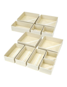 Organizador de Cajones DIMJ Beige, Set de 12 Plegables 30x30 cm