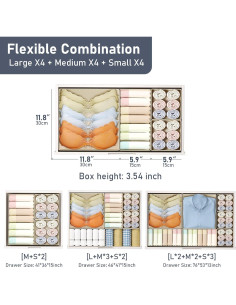 Organizador de Cajones DIMJ Beige, Set de 12 Plegables 30x30 cm 2