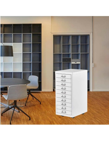 Archivador de Metal 10 Cajones Genérico Blanco para Oficina
