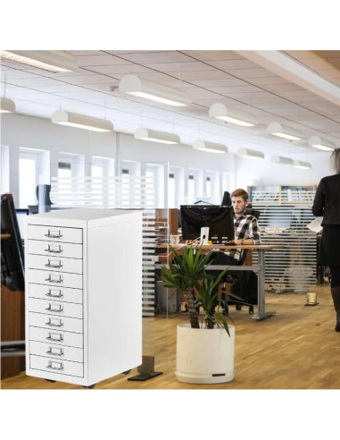 Archivador de Metal 10 Cajones Genérico Blanco para Oficina