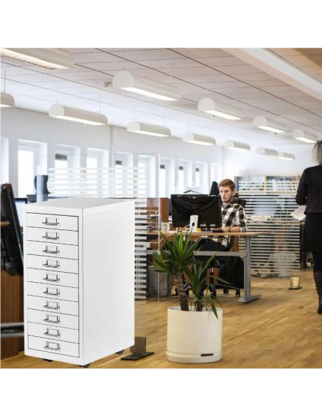 Archivador de Metal 10 Cajones Genérico Blanco para Oficina