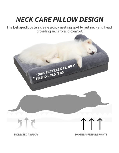 Cama Ortopédica para Perros KSIIA Impermeable 76.2x50.8cm Gris