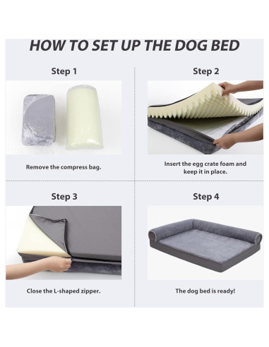 Cama Ortopédica para Perros KSIIA Impermeable 76.2x50.8cm Gris