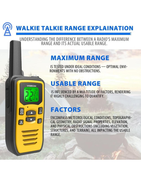 Walkie Talkies VOZKOM de Largo Alcance 24 km, 50 Canales