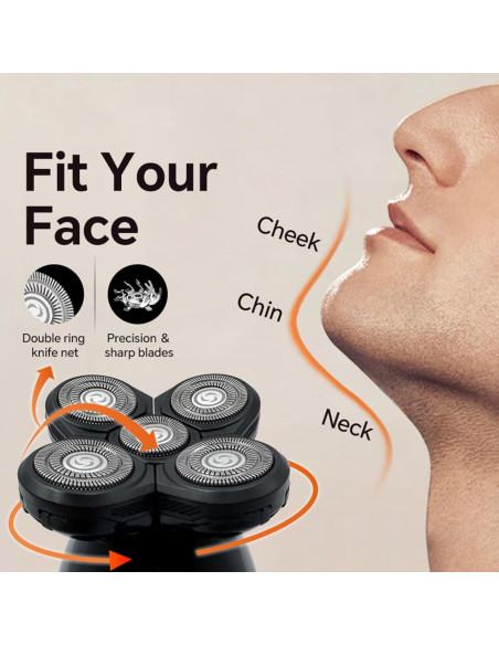 Afeitadora Eléctrica Recargable Laikme 5D para Cabeza Calva