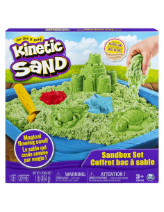 Juego de Caja de Arena Arena Cinética Verde 0.45kg con Moldes