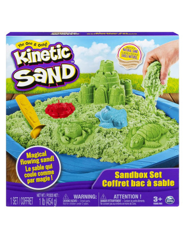 Juego de Caja de Arena Arena Cinética Verde 0.45kg con Moldes