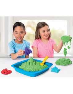 Juego de Caja de Arena Arena Cinética Verde 0.45kg con Moldes 2