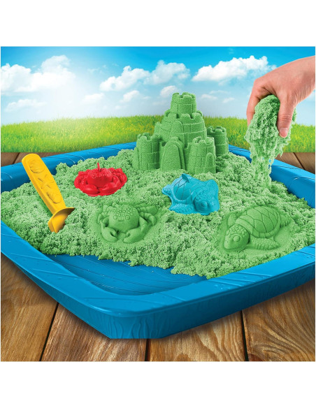 Juego de Caja de Arena Arena Cinética Verde 0.45kg con Moldes