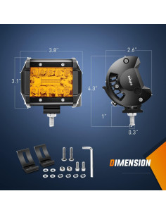 Nilight Pods LED 4" Ámbar 60W Combo Luz Niebla y Spot 2